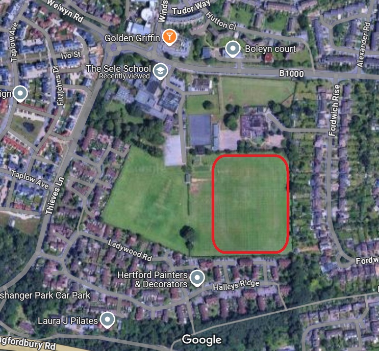 Welwyn - Hertford Sele School : Image credit Google maps